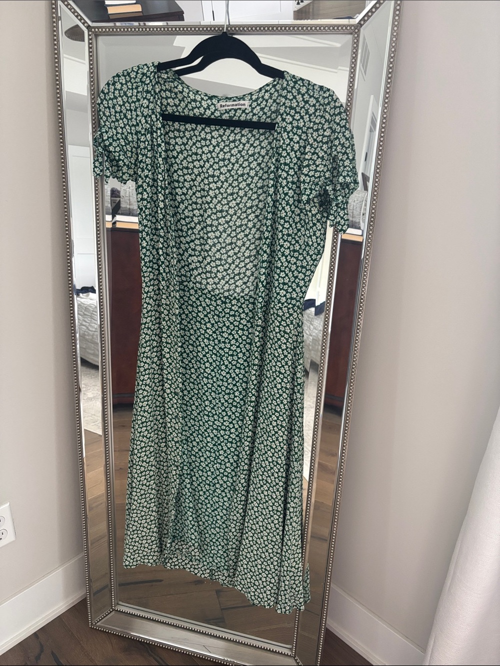 Reformation Green and White Floral Midi Dress